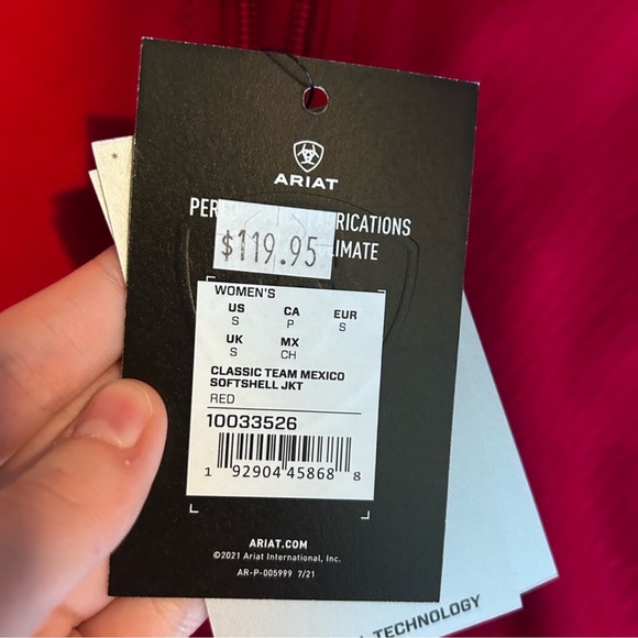 NWT Ariat Tek Classic Team Softshell Mexico Jacket Red Sizes S Western Cowgirl - Picture 4 of 10